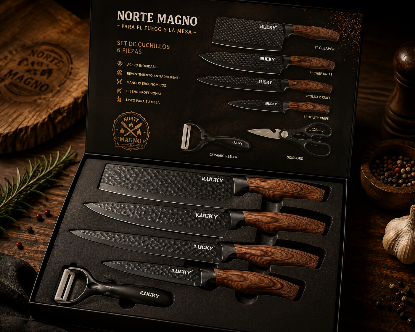 Set de Cuchillos para Asador — 6 Piezas